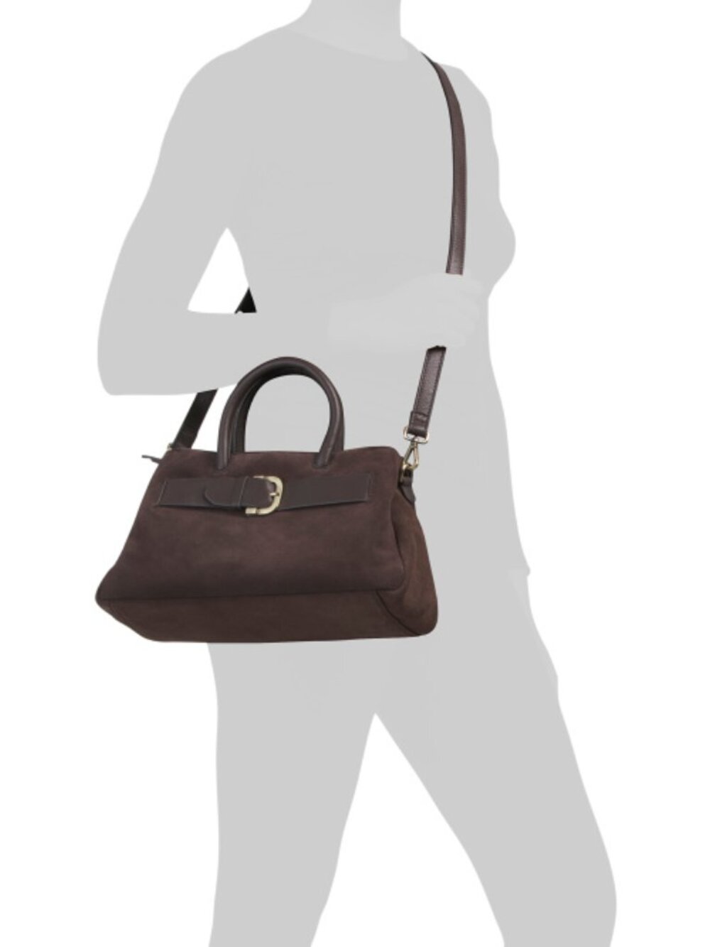 MADE IN INDIA Suede Satchel With Buckle On Front - Picture 4 of 4